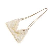 Qsvbeeqj Elegante borsa a tracolla da donna con paillettes floreali rosa in raso pochette con catena per matrimoni e feste eleganti, bianco, One Size