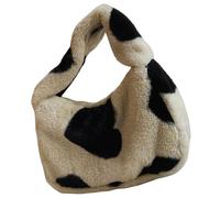 Qsvbeeqj Elegante borsa da donna in peluche con motivo a cuore borsa a tracolla alla moda per autunno e inverno borse con manico superiore, B