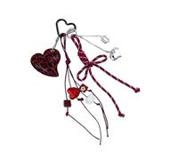 Qsvbeeqj Elegante borsa portachiavi a forma di cuore a forma di fiocco fascino moda PU accessorio per uso quotidiano regalo per il vostro compleanno Natale trendy intrecciato PU Keychain, Q1740 1