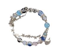 Qsvbeeqj Elegante braccialetto con perle blu a forma di stella, perfetto per uso quotidiano, feste, affari e appuntamenti