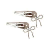 Qsvbeeqj Elegante Clip Per Capelli Argento Con Nodo Arco Glitter Clip Per Capelli Personalizzato Zircone Bowknot Forcina Decorazione Per Le Donne Ragazze