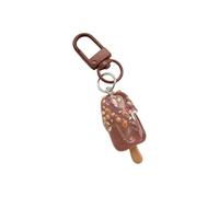 Qsvbeeqj Elegante portachiavi a forma di gelato con catena in resina liscia, dipinto dettagliato, artigianale, elegante articolo per il trasporto quotidiano per adulti, leggero ciondolo in resina per