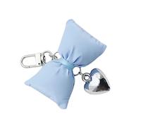 Qsvbeeqj Elegante portachiavi con fiocco in pelle e stoffa a forma di cuore portachiavi fatto a mano con fiocco portachiavi a forma di cuore, Blu, Love money
