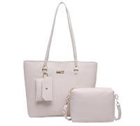 Qsvbeeqj Elegante sacchetto da donna, 3 pezzi, borsa a tracolla e portafoglio con grande capacità, in pelle PU, bianco