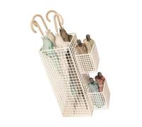 Qsvbeeqj Elegante supporto per ombrelli in ferro per l'organizzazione dell'ingresso Protezioni del pavimento Stoccaggio a scomparti multipli con base stabile Supporto verticale per ombrelli in metallo