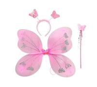 Qsvbeeqj Fairies Elves Wing Womens Girls Halloween Party Cosplay Costume farfalla ala spettacoli teatrali fotografia farfalla fata per ragazze collane Dressup doppio lato fata