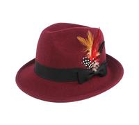 Qsvbeeqj Fedora Cappello a cilindro nero a tesa corta Dress Up Cappello da cowboy sorpresa fidanzato padre zio casual Fedora cappelli per uomo, Rosso vinaccia, Taglia unica