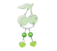 Qsvbeeqj Gancio multiuso per chiavi a forma di ciliegie a forma di cuore, accessorio da campeggio, fibbia in acrilico, forma di ciliegia, verde