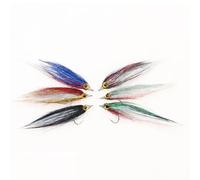 Qsvbeeqj Ice Dub Minnow Fly Lures Set di 6 esche realistiche per pesca al salmone, accessorio per la pesca in seta