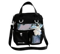 Qsvbeeqj Itabag Zaino Borsa Borsa a tracolla trasparente Borsa a tracolla trasparente Borsa per la scuola Daypack a 3 vie Zaino con grande capacità per donne e ragazze, Nero , Add pendant