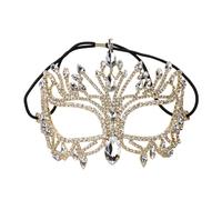 Qsvbeeqj Maschera in maschera con strass, mezza maschera per il viso, accessorio per costume per uomini, donne, Halloween, accessorio per costume d'oro, per feste, gold, Taglia unica