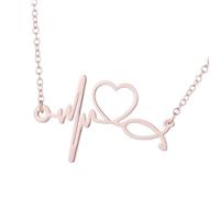 Qsvbeeqj Minimalista ECG Battito cardiaco Design Clavicola Catena In Acciaio Inox Ciondolo Collana Per Gli Amanti dell'Ospedale E Regalo ECG Collana, Taglia unica, come descritto, come descritto