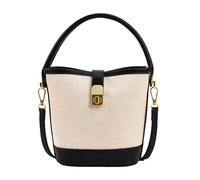 Qsvbeeqj Moda PU Pelle Colore Splicing Secchio Bag Per Le Donne Crossbody Borsa A Tracolla Con Cinturino Regolabile Elegante Borsa In Tessuto, Nero