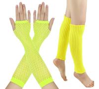 Qsvbeeqj Moda Scaldamusco+guanti Set Alta Elastico Halloween Donna Galateo Mezza Finger Guanti Vedere Attraverso Guanti Vitello Calze Per Le Donne Vitello Calze Donne Sopra Il Per Gli Uomini, Giallo
