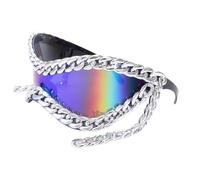 Qsvbeeqj Moderna catena di metallo Telaio Occhiali da sole UV400 Protezioni Eyewears Popolare 2000s Cool Punk Occhiali da vista per l'uso quotidiano Tutte le età, Vero colore verde Sil