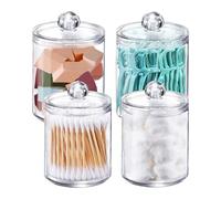 Qsvbeeqj Moderno Bagno Organizzatori Vetri Chiari Qtip Supporto Dispenser Per Qtips Legami Per Capelli Cosmetici E Piccoli Oggetti Contenitore Sale Acrilico Igienico