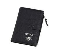 Qsvbeeqj Passaporti leggeri copre le trame di monete con spazio sufficiente per le donne e la carta degli uomini e il deposito di contanti La valigetta organizzata, Nero