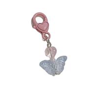 Qsvbeeqj Portachiavi alla moda a cinque punte a forma di stella con ciondolo a forma di cuore e farfalla, catena per telefono, cordino, portachiavi per donne, ragazze, accessori per borse