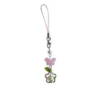Qsvbeeqj Portachiavi colorato Elegante Fiore Di Perla E Farfalla Telefono Ciondolo Borsa Fascino Elegante Accessori Per Gli appassionati di Moda