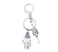 Qsvbeeqj Portachiavi con teschio a forma di testa di uccello, ornamento per Halloween, ciondolo per interni auto, zaini, borse, catena da collezione