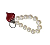 Qsvbeeqj Pratico portachiavi Bowknot Portachiavi a forma di cuore Unico Perline Pendente Sacchetto Pendente Charm Acrilico Texture Per Chiave E Borsa