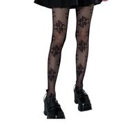 Qsvbeeqj Retro Floreale Rose Jacquards Donne Collant Nylon Alta Elasticità Traspirante Rinforzato Toe Heel Pratica Usura Traspirante Calze Donna, Nero , Taglia unica