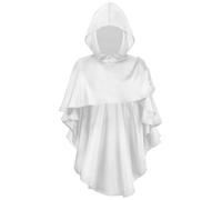 Qsvbeeqj Sciarpa medievale con cappuccio, sciamani, sciamani, costume da mago per Halloween, cosplay, feste, cosplay, costumi di Halloween, bianco, Taglia unica