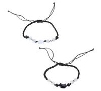 Qsvbeeqj Set di 2 braccialetti intrecciati a mano con ciondolo a forma di gatto di conchiglia, colorato