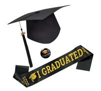 Qsvbeeqj Set di laurea commemorativo 2025 cappello regolabile con fascia e medaglioni per cerimonie universitarie accessori per laurea universitaria foto università