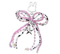 Qsvbeeqj Star/Cats Paws Portachiavi per le donne Borsa a mano Modes Charm Perline Keychain Accessori Regalo di San Valentino Portachiavi per auto Dolce Star/Gatti Zampe Perle Archi Portachiavi, a
