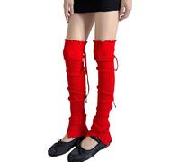 Qsvbeeqj Stili di danza Leggings Ghette Acrilico Morbido Coscia Alta Inverno Scaldamuscoli Calzini Senza Piedi Con Bottoni Decors Button Split Leg Covers, Rosso fiamma rossa, Taglia unica