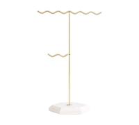 Qsvbeeqj Supporto decorativo per gioielli in metallo con cremagliera staccabile per orecchini ondulato gancio per collana finitura in marmo per riporre gioielli Supporto per orecchini staccabile