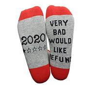 Qsvbeeqj Uomini Donne Contrasto Colore Cotone Crew Calzini Divertente Detto 2020 Very Bad Vorrei Lettere Stampate Novità Calze Divertenti Calzini Per Le Donne, Rosso, Taglia unica