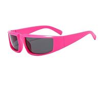 Qsvbeeqj UvSunglasses - Occhiali da sole da donna con viso piccolo, UV400, quadrati, punk, antiriflesso, Y2K, da spiaggia, quadrati, Rosa Rosso Montatura Grigio