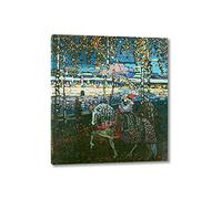 QSX Dipinto su tela di arte astratta Coppia a cavallo di Wassily Kandinsky Canvas Wall Art per la decorazione domestica 50x55cm Non incorniciato