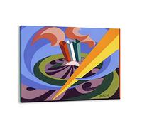 QSX Giacomo Balla Futurismo Famosa Quadro ad olio Pochoir Canto Patriottico a Villa Borghese Stampa su Tela per Arredamento Casa 40x52cm Non incorniciato