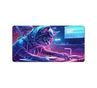 QSYFNBZL Tappetino per mouse grande con gatti che suonano dischi base in gomma antiscivolo impermeabile e antimacchia adatto per PC MacBook laptop 30x60cm