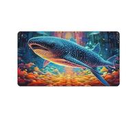 QSYFNBZL Tappetino per mouse grande con motivo a balena colorata lavabile 40x75cm grande tappetino da scrivania con bordi cuciti base in gomma naturale antiscivolo resistente