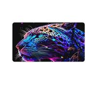 QSYFNBZL Tappetino per mouse grande Neon Panther tappetino per mouse per tastiera e computer 40x75cm con base antiscivolo e bordo cucito per giochi in ufficio