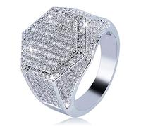 QSYJCCXD 14k Gold set densamente anello moissanita, anello maschile esagonale, una meraviglia geometrica per l'uomo moderno, papà regalo