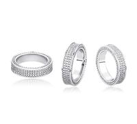 QSYJCCXD 14k oro oro a tre fila set densamente anello di eternità musossanite, anello di stile hip-hop, un'eternità di stile, perfetta per gli amanti moderni, Day della figlia