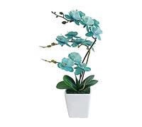 QSYJCCXD 15 "Phalaenopsis Artificiale con Vaso di Porcellana Silk Interno Orchid Fine Piante in pentola Fucini Fiorini Accordi per i centrotavola da Tavolo da Soggiorno