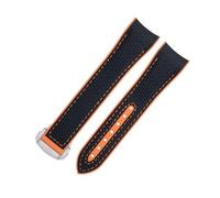 QSYJCCXD 21 mm per omega 600 cinghia da orologio morbido fkm fluororubber nylon texture watch in gomma piena fibbia piega per 43,5 mm