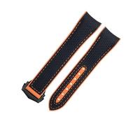 QSYJCCXD 21 mm per omega seamaster 600 cinghia orologio morbido fkm fluororubber nylon texture watch in gomma piena fibbia piega per 43,5 mm