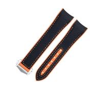 QSYJCCXD 21 mm per omega seamaster 600 cinghia orologio morbido fkm fluororubber nylon texture watch in gomma piena fibbia piega per 43,5 mm