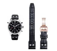 QSYJCCXD 21mm 22mm Italia Pelle Bovina Genuino Morbido Cinturino In Pelle Per IWC Pilot Mark 18 Morbido Marrone Watch Strap Chiusura Pieghevole, 22mm Mark On