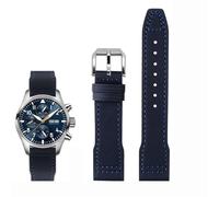 QSYJCCXD Alta Densità Nylon pelle bovina Per IWC Mark Pilot Prince Bertolo Portogallo Fibbia pieghevole cinturino 20 21mm Bracciale da uomo Nylon vacchetta cinturino in pelle, 21mm