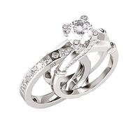 QSYJCCXD Anelli da donna, anello di combinazione creativa 2 su 1 set con zircone e versatile anello di moda classico regali di San Valentino per moglie moglie