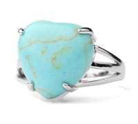 QSYJCCXD Anelli per rls, intarsiato a forma di cuore turchese pietra regolabile Op Knuckle Tail Ring Finger Joint Ring Gioielli per Wom Lady rls Wedding Valtine'S Day ft