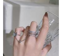 QSYJCCXD Anello a farfalla intarsiata Crystal Anello aperto a tre tubi Simple Simple Nappel Catena congiunta Anello congiunta